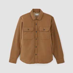 NEW Everlane Mens ReNew Fleece-Lined Heavyweight Overshirt in Light Brown, Small